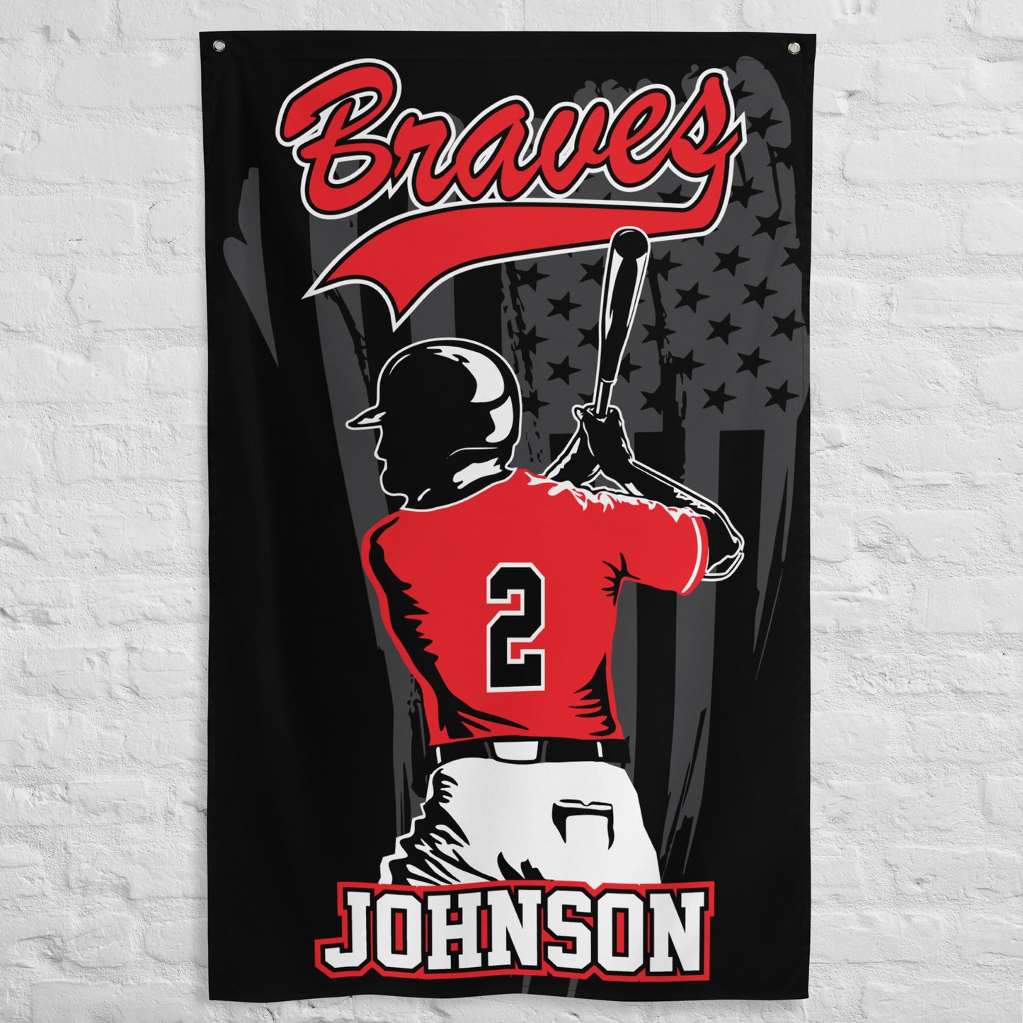 PERSONALIZED - Braves Baseball '3 x 5' Wall Flag