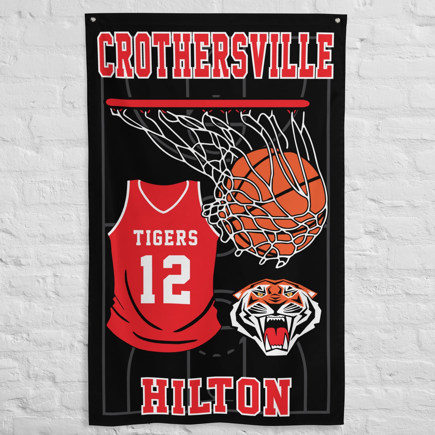 PERSONALIZED - Crothersville Tigers Basketball 3' x 5' Wall Flag