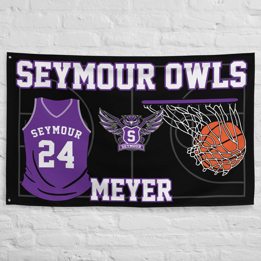 PERSONALIZED - Seymour Owls Basketball 5' x 3' Wall Flag
