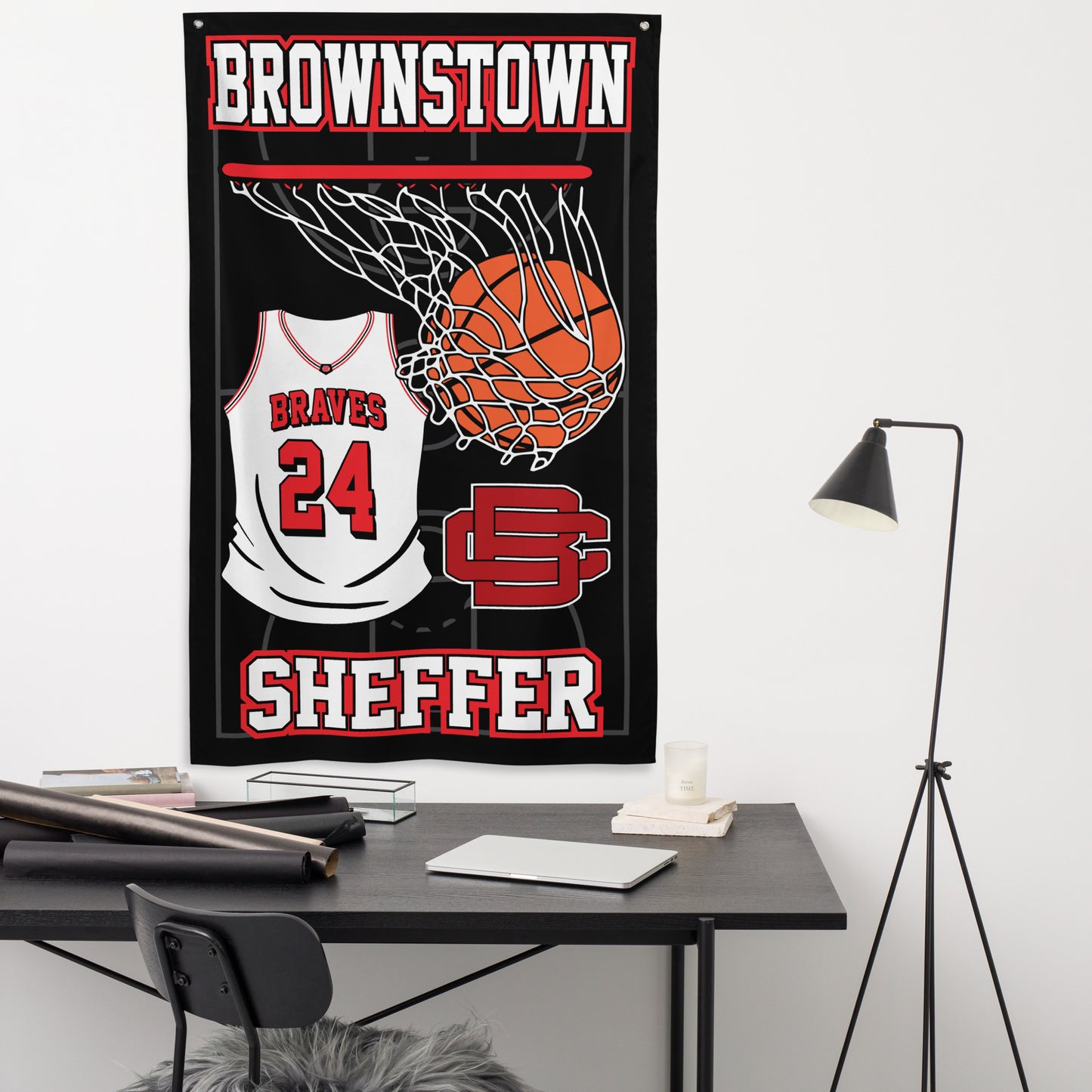 PERSONALIZED - Brownstown Braves Basketball 3' x 5' Wall Flag