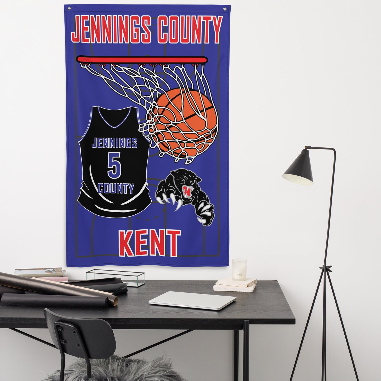 PERSONALIZED - Jennings Co Basketball 3' x 5' Wall Flag