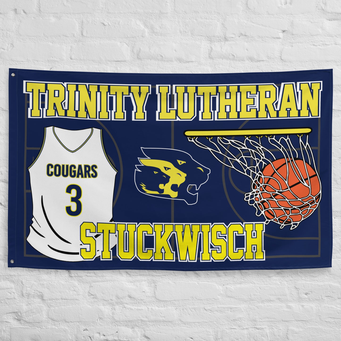PERSONALIZED - Trinity Lutheran Basketball 5' x 3' Wall Flag
