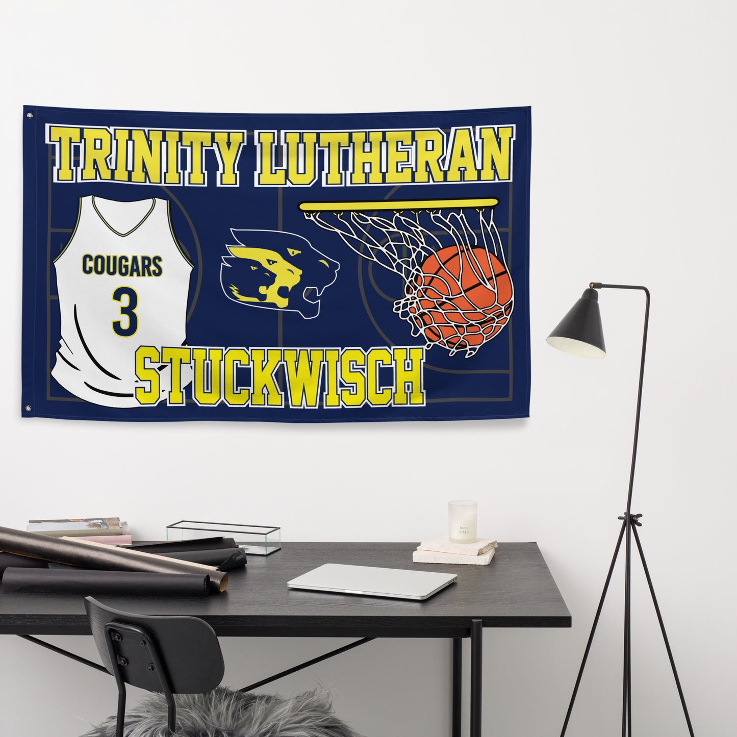 PERSONALIZED - Trinity Lutheran Basketball 5' x 3' Wall Flag