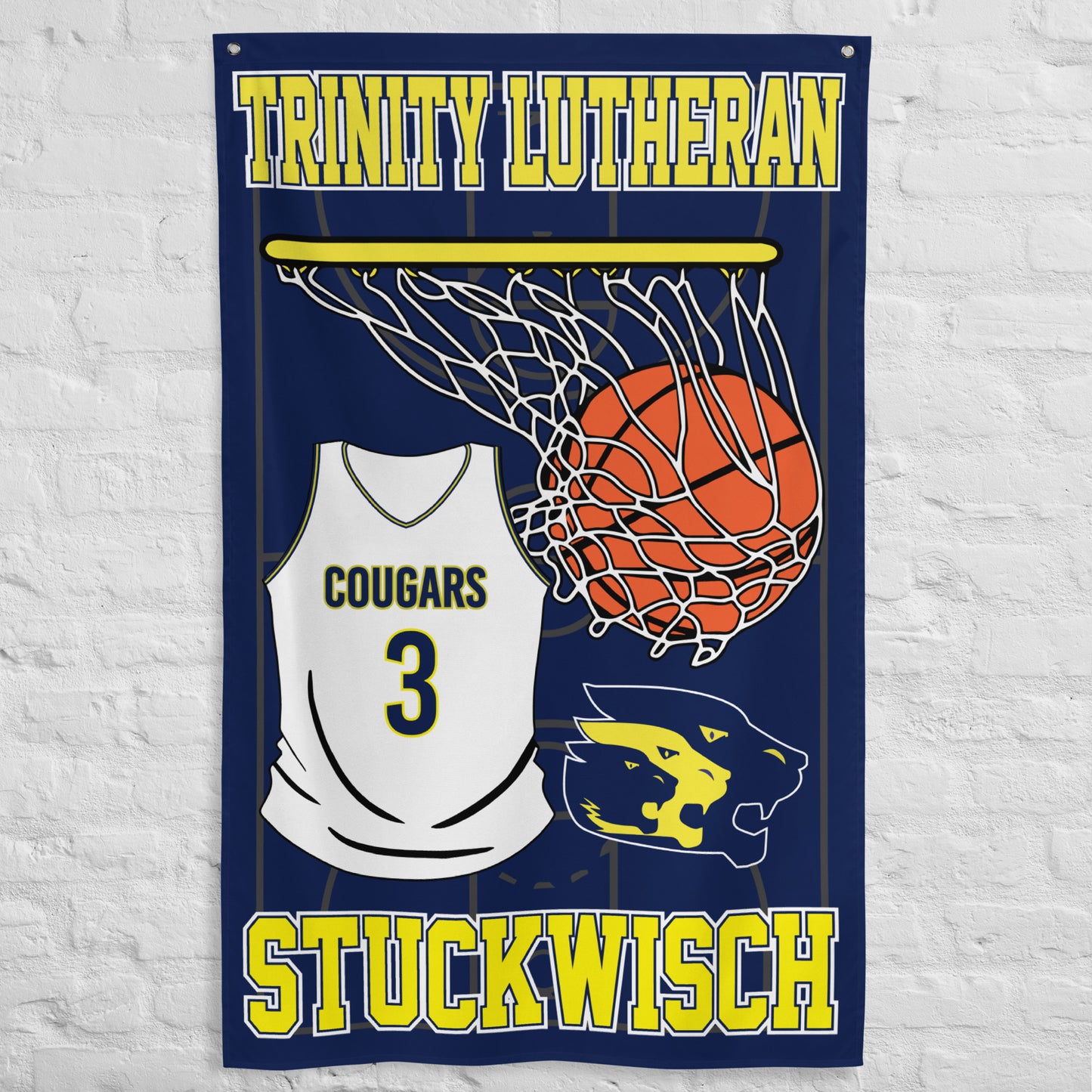 PERSONALIZED - Trinity Lutheran Basketball 3' x 5' Wall Flag