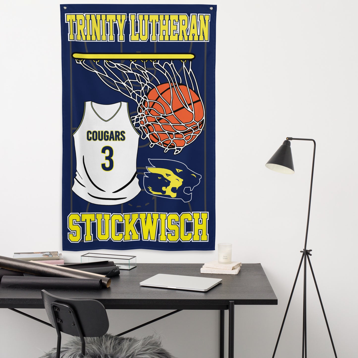 PERSONALIZED - Trinity Lutheran Basketball 3' x 5' Wall Flag