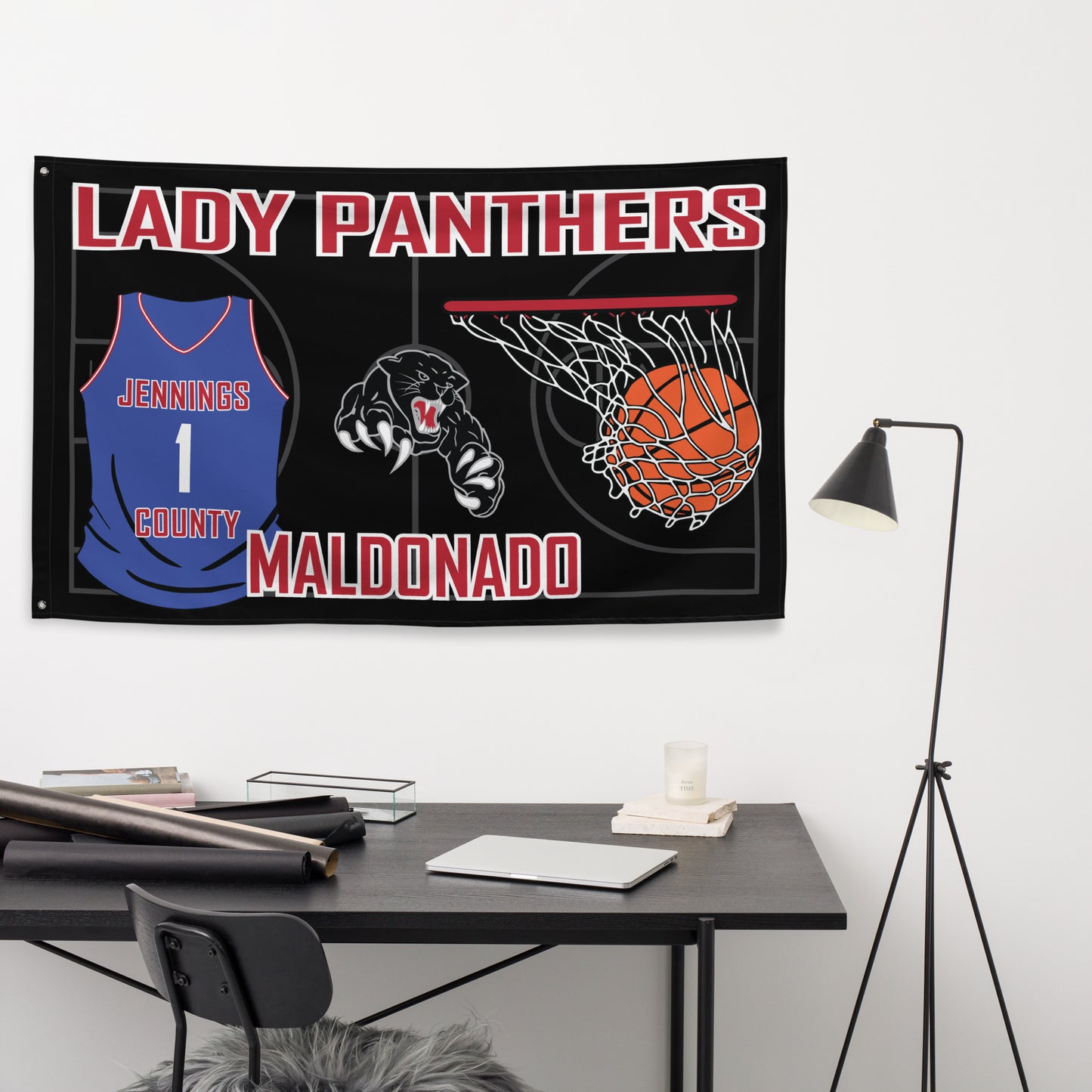 PERSONALIZED - Lady Panthers Basketball 5' x 3' Wall Flag