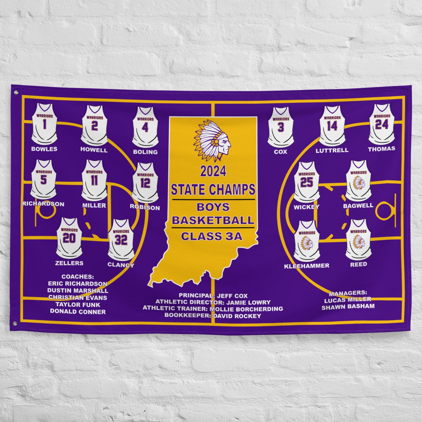 Scottsburg Boys Basketball State Champs 3' x 5' Indoor Wall Flag