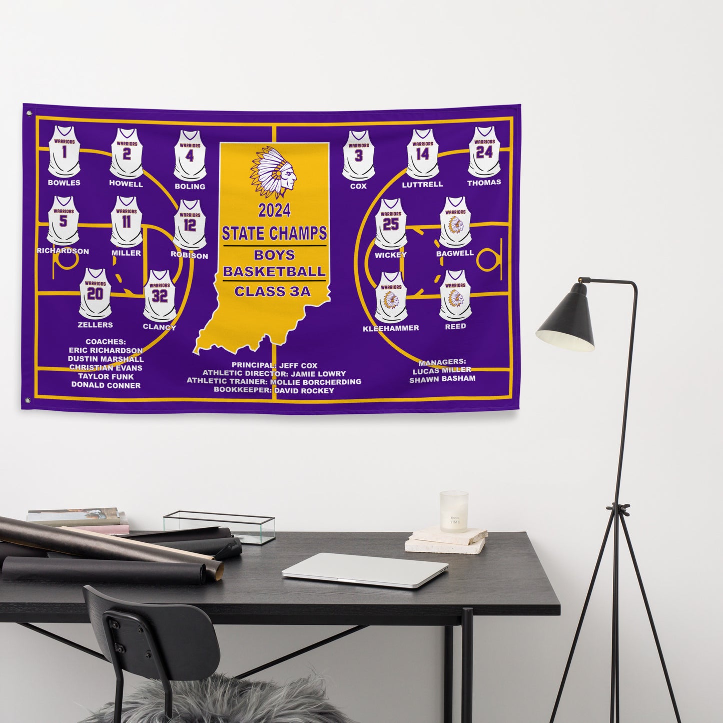 Scottsburg Boys Basketball State Champs 3' x 5' Indoor Wall Flag