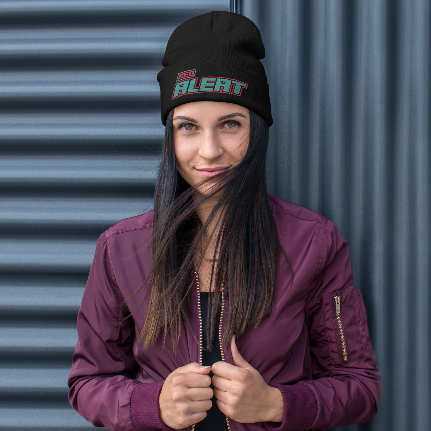 Red Alert Embroidered Beanie